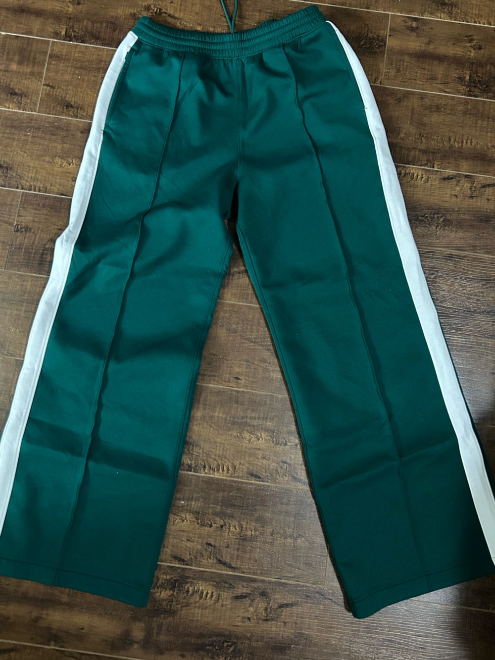 Green Track Pants with White Side Stripe - Women's Pantsuit